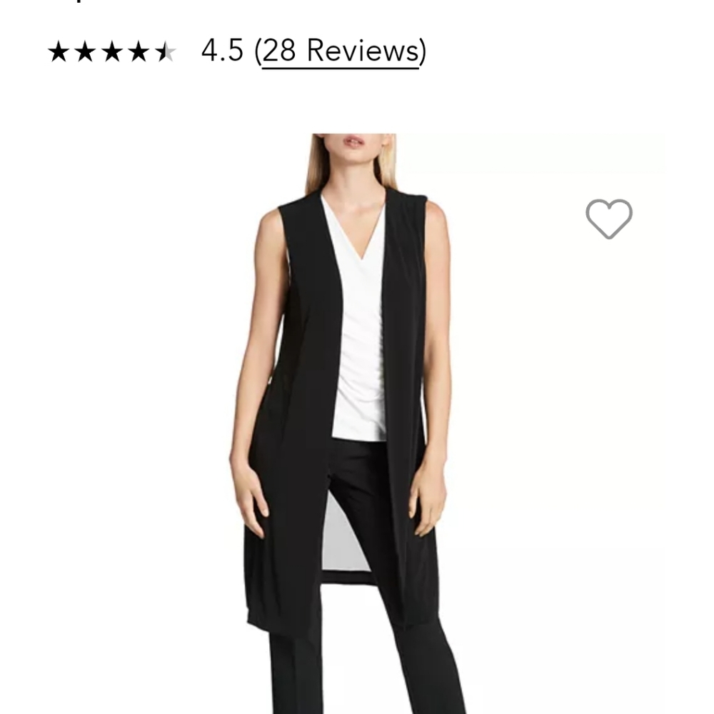 DKNY ▪︎ Women's Mixed Media Crepe Chiffon Open Front Vest, Size Small